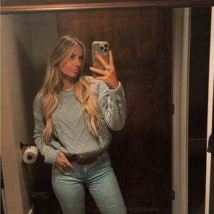 Women's Blue Cable Knit Sweater